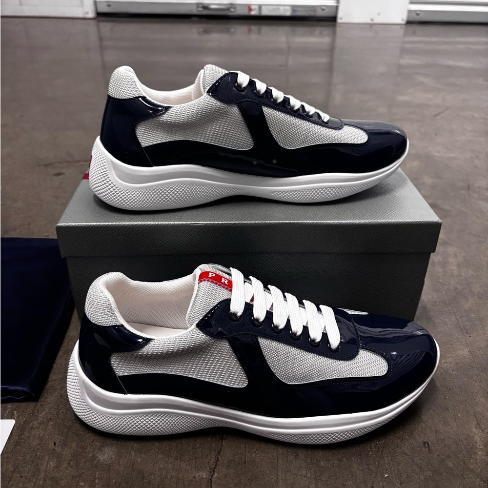 Prada Navy and White Men's Sneakers